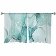 thumbnail image 2 of Turquoise Marble Semi Sheer Curtains 45 Inch Length 2 Panels Set, Nature Marble Crack Country Retro Sheer Kitchen Curtain Privacy Voile Window Curtain for Living Room Bedroom Rod Pocket Drapes, 2 of 7