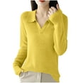 thumbnail image 3 of Kilaqueen V Neck Fall Sweaters for Women Casual Knitted Oversized Sweaters Solid Color Long Sleeve Cozy Sweaters Lightweight Pullover Tops, 3 of 4