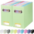 thumbnail image 2 of SHAANXIXIAN File Organizer Box, Cardboard File Folder Organizer with Handle for Letter Size, Portable Collapsible Hanging Filing Box for Home Office Document Storage (2 Pack, Green), 2 of 4