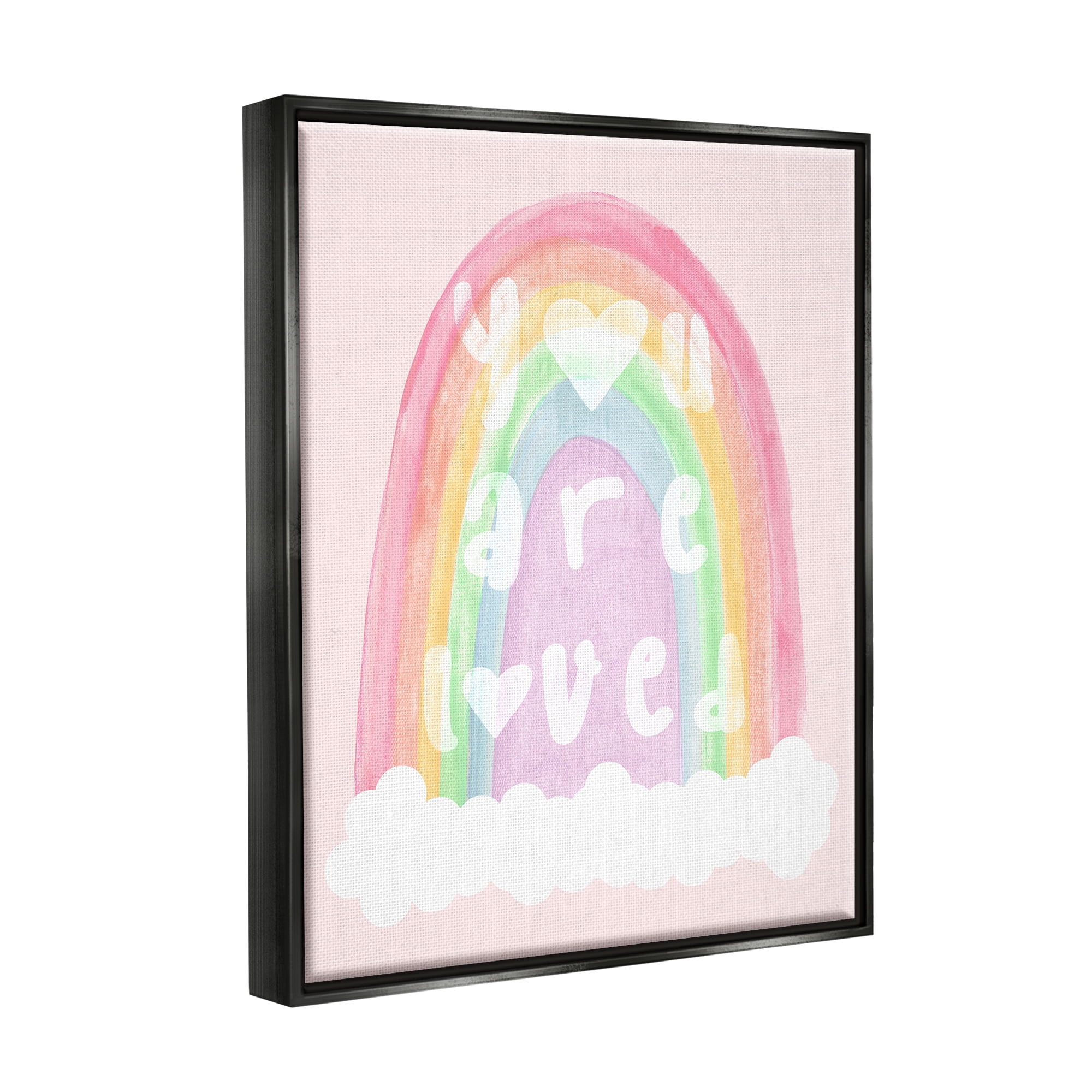 Stupell Industries You Are Loved Pastel Phrase Landscape Painting Black Floater Framed Canvas Art Print Wall Art, 17 x 21