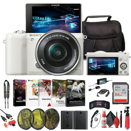 Sony Alpha a5100 Mirrorless Camera with 16-50mm Lens, White   Accessory Kit (International Model)