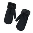 thumbnail image 3 of Gloves Cute Fluffy Knitted Gloves Winter Gloves Women (Black_1 One Size), 3 of 3