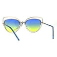 thumbnail image 4 of Womens Oceanic Gradient Oversize Double Rim Goth Cat Eye Sunglasses Gold Blue Yellow, 4 of 4