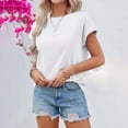 thumbnail image 5 of XUELUO Boho Tops For Women Summer Solid Color Round Neck Short Sleeve Loose Fit Casual Elegant Shirts For Women T Shirts SportswearL, 5 of 7