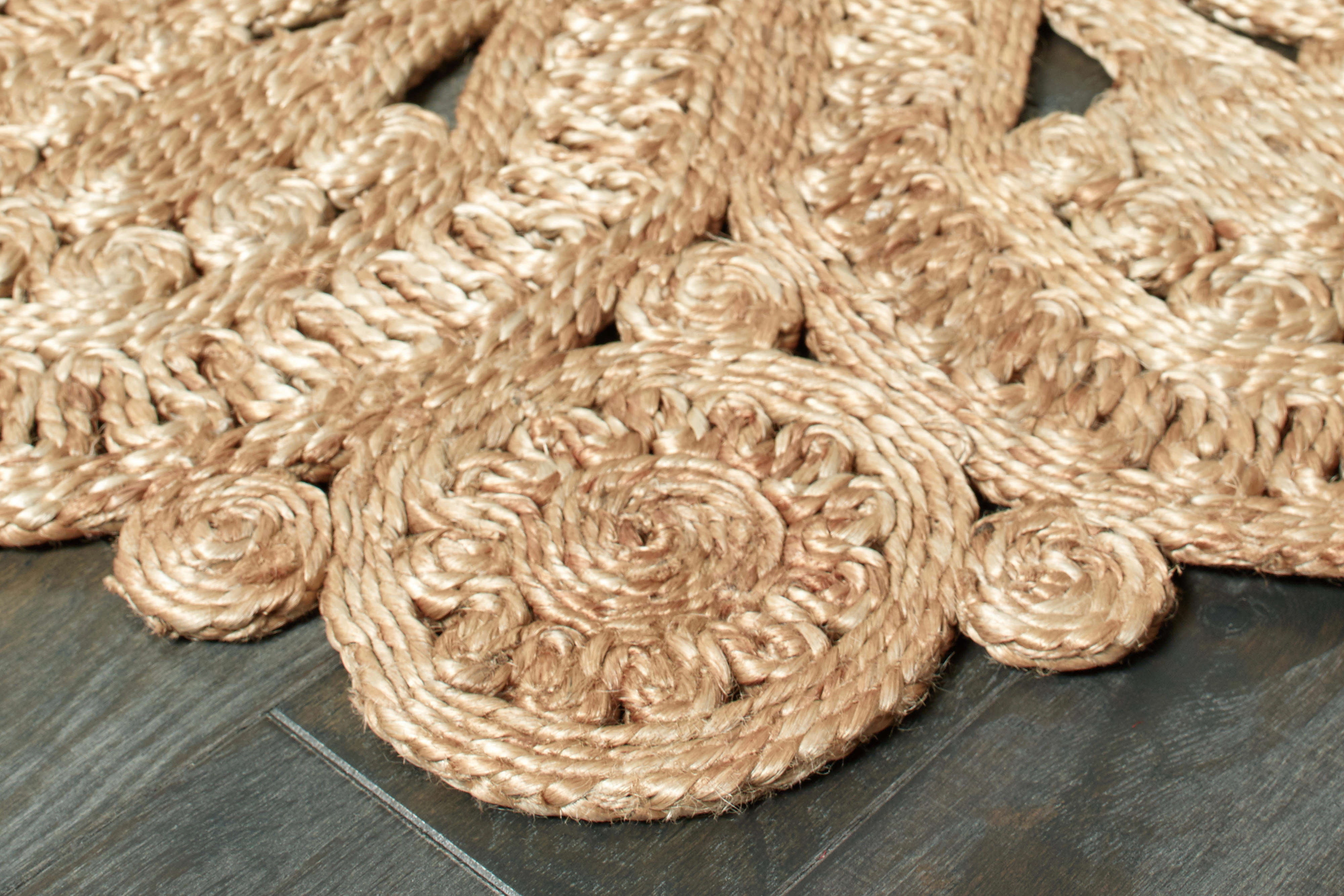 Harlow Hill Cora 6' Round Brown Solid Hand Braided Reversible Jute Indoor Area Rug
