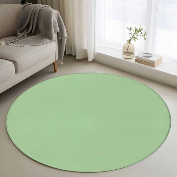 Round Rugs 3Ft, Light Sage Green Round Area Rug Washable Indoor Throw Carpet, Solid Color Farmhouse Green Small Non Slip Circle Rug for Bedroom Living Room Home Decor Aesthetic