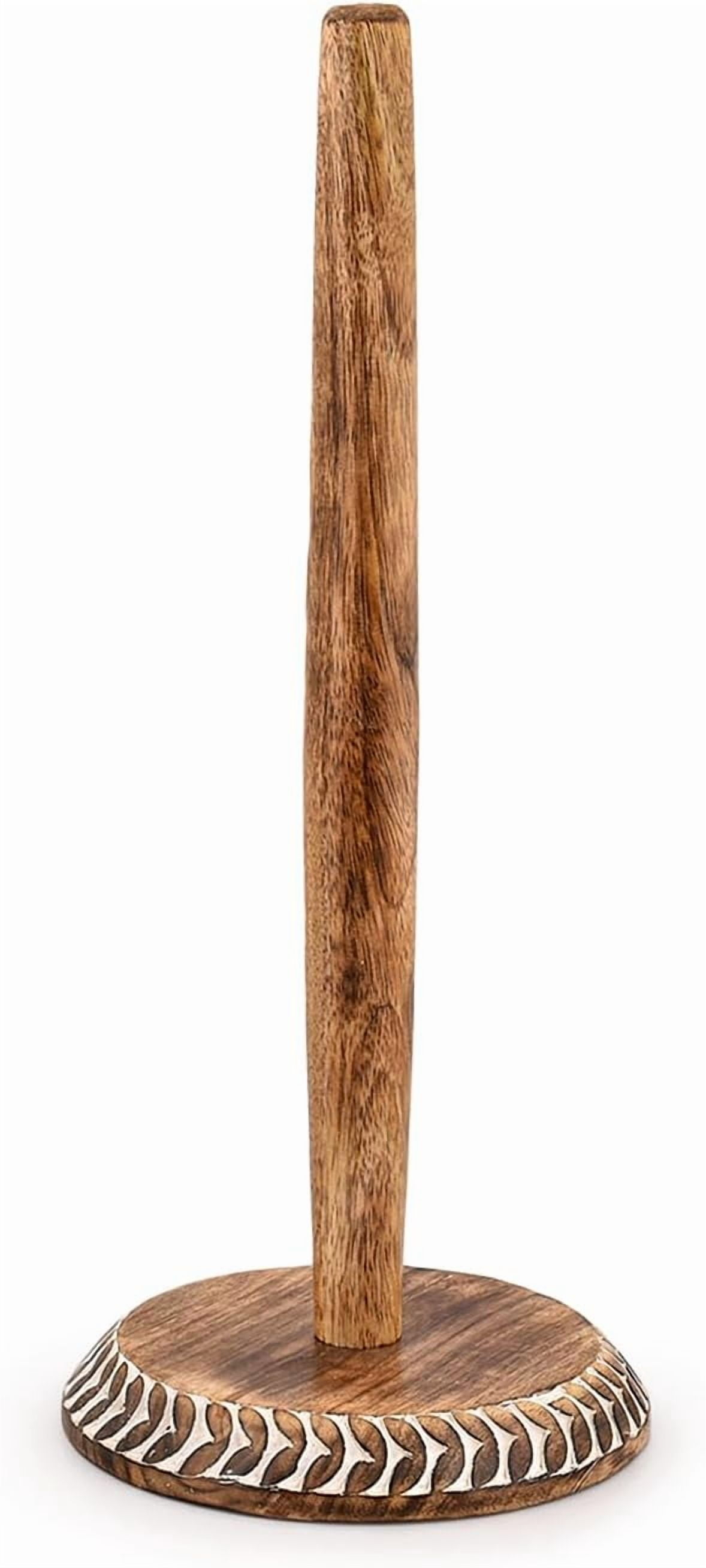 Things2Die4 Natural Acacia Wood Paper Towel Holder Kitchen Accent