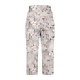 thumbnail image 5 of LEKWK Trouser Yoga Pants for Women Floral Print High Waist Buttons Capri Yoga Pants Side Slit Pockets Summer Straight Leggings Stretchy Gym Outfits, 5 of 5