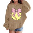 thumbnail image 4 of CPNG Girls Oversized Hoodie Softball Bow Printed Long Sleeve Hooded Pullover Sweatshirt Comfort Loose Casual Hoodie Sweatshirt Tops, 4 of 5