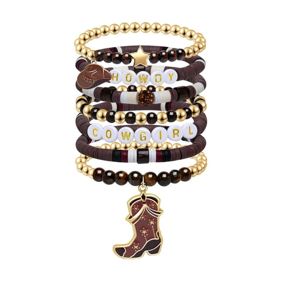 Western Cowgirl Beaded Stretch Bracelets, Stackable cowgirl hat boot accessories, Bohemian Jewelry for Women Girls Teens Christmas Birthday Gift