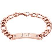 Personalized Planet Rose Gold Stainless Steel ID Bracelet with CZ