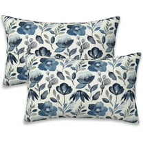 Throw Pillow Covers Blue Floral Pillow Covers 20x12 Inch Set of 2 Throw Pillows Decorative Pillow Cases Cushion Covers for Bedroom Livingroom Sofa Farm House