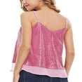 thumbnail image 3 of KEINXS Women Sequin Tops Sleeveless Sparkle Shimmer Camisole Vest Sequin Tank Tops V Neck Clubwear Bright Green XXL, 3 of 4