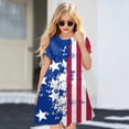 thumbnail image 2 of Quealent Girls 4th of July Dress Toddler Girl American Flag Dresses Short Sleeve Patriotic Clothes Independence Day Outfits Summer Girl Casual Dress Party Clothes Blue,3-4 Years, 2 of 4
