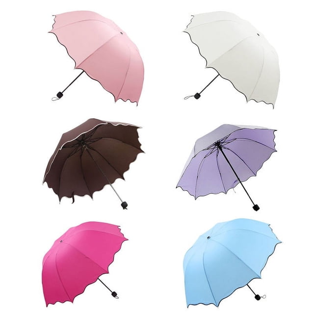 Xihbxyly Almacén de Liquidación Paraguas de Sol/Lluvia con Cúpula de Princesa y Hojas Plegables con Volantes