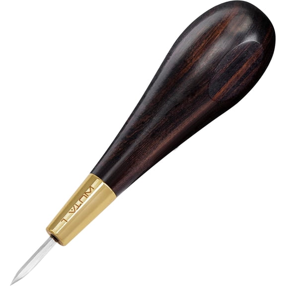 ABPETE  Stitching Awl Diamond Shape Awl Ebony Blackwood Handle Leather Craft Sewing Awl Kits Handmade Sewing Tools DIY Stitcher Taper(Large)