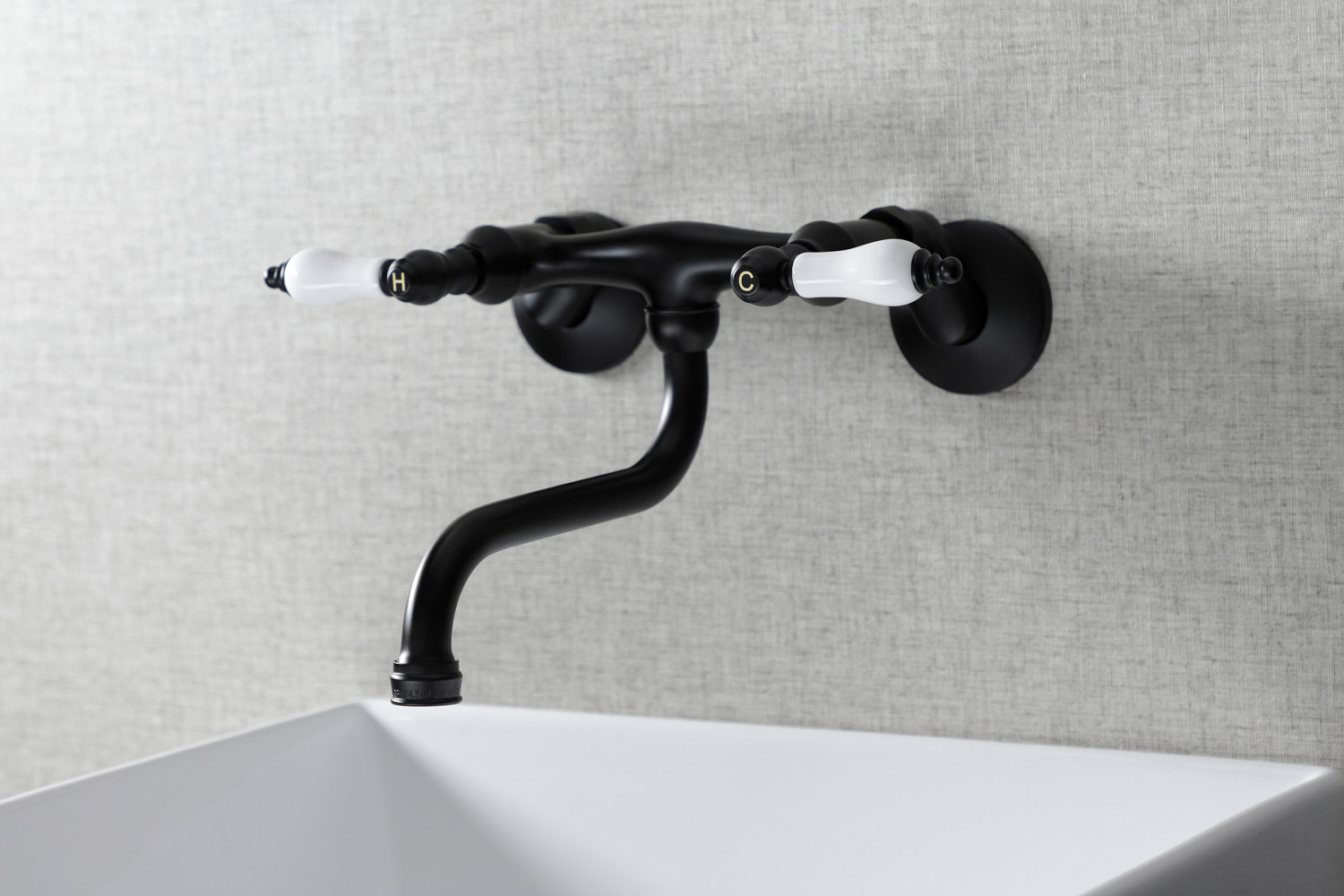 Kingston Brass KS515MB Wall Mount Bathroom Faucet, Matte Black