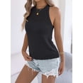 thumbnail image 5 of Deago Women's Summer Knit Halter Tank Tops Crochet Hollow Out Sleeveless Casual Racerback Cami Sweater Vest (Black, L), 5 of 9