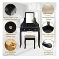 thumbnail image 6 of Makeup Vanity Set with Mirror & Stool - Dressing Table with 5 Drawers, Removable Organizer - Black Bedroom Makeup Desk for Women, Girls, 6 of 9