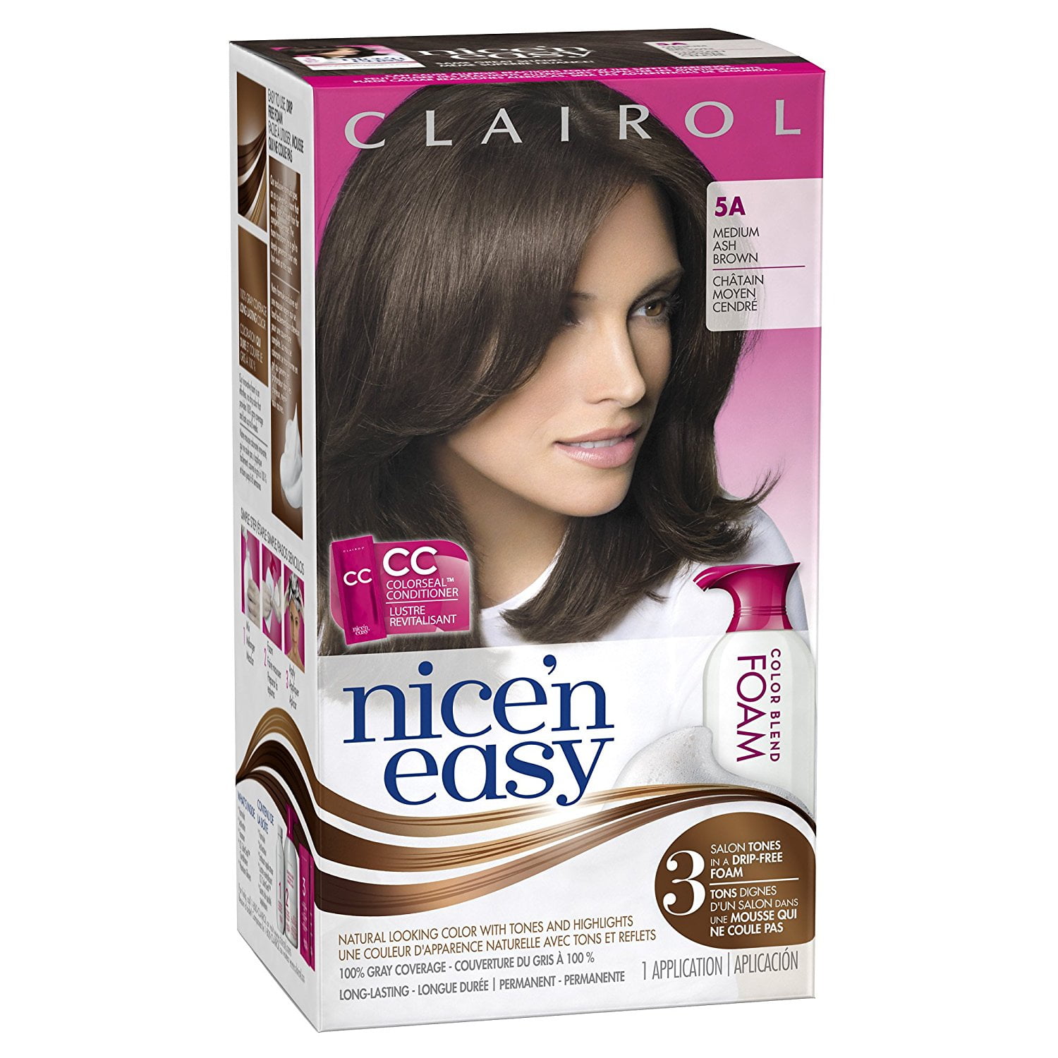 2 Pack Clairol Nice N Easy Foam Hair Color 5a Medium Ash Brown