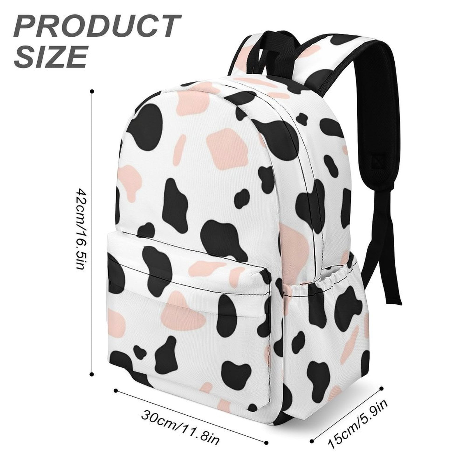 Large Capacity Half Print Backpack 11.8×16.5×5.9in Multifunctional Zipper Design Convenient Switch Simple Cow-print Pattern1_2