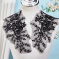 thumbnail image 4 of 2Pcs 3D Floral Sequin Applique Black Lace Bead Flower Embroidered Appliques Polyester Embroidery Sew on Tulle Patches for Sewing Making Dresses Clothes Craft Bridal Wedding Gown Decor Supply, 4 of 5