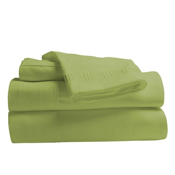 Comfy Bamboo World 9900 Series 100gsm Embroidered Bedsheets Sheet Set, Full Size, Sage