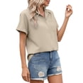 thumbnail image 6 of Yievot Womens Button Down Shirt Short Sleeve V Neck Blouses Dressy Casual Business Work Tops with Pocket, 6 of 9