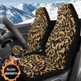 thumbnail image 2 of Binienty Leopard Print Vehicle Seat Covers Fuzzy Soft Plush Car Seat Covers Set Front Seats Universal Auto Bucket Cushion Washable Automotive Accessories, 2 of 8
