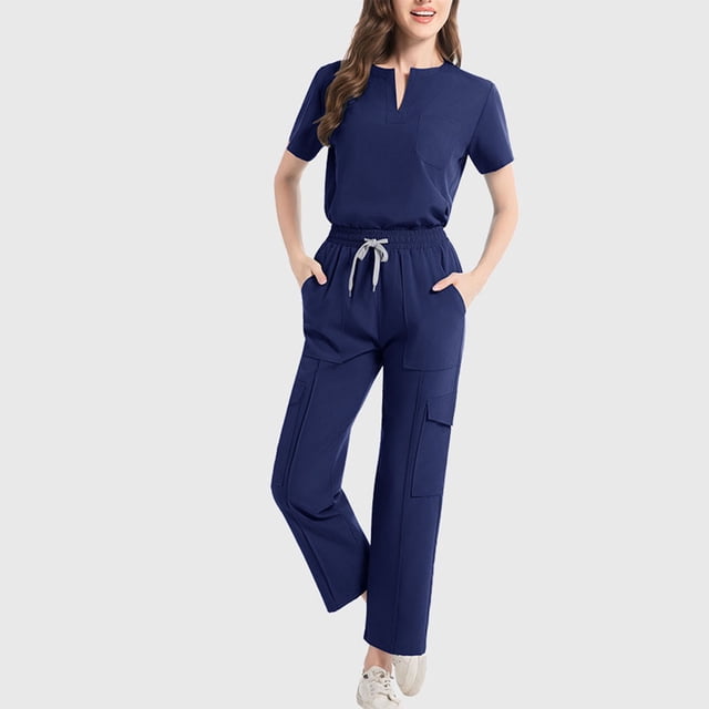 Women's Scrub Set - V-Neck Short-Sleeved Comfortable Workwear Set for Doctors and Nurses