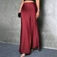 thumbnail image 4 of ZenCart Women Fishtail Skirt High Waist Solid Color Smooth Surface A-Line Maxi Skirt Work Leisure Daily Wear, 4 of 8