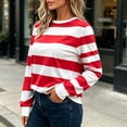 thumbnail image 5 of Warop Women's Striped Shirt Long Sleeve Crewneck Pullover Top Slim Fit Casual Basic Tees Fall Outfits, 5 of 7