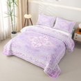 thumbnail image 3 of Homewish Purple Boho Mandala Floral Twin Quilt Set,Dreamy Bohemian Twin Coverlet Set,2 Pieces, 3 of 7