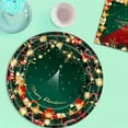 thumbnail image 3 of 32-Piece Disposable Christmas Tableware Set with Red and Green Holiday Snowflake Design for Festive Parties, 3 of 9