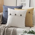 thumbnail image 2 of Phantoscope Farmhouse Series Cotton Blend Decorative Throw Pillow with Triple Button, 18" x 18", Off-White, 1 Pack, 2 of 5