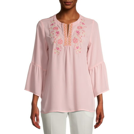 The Pioneer Woman - The Pioneer Woman 3/4 Sleeve Embroidered Front ...
