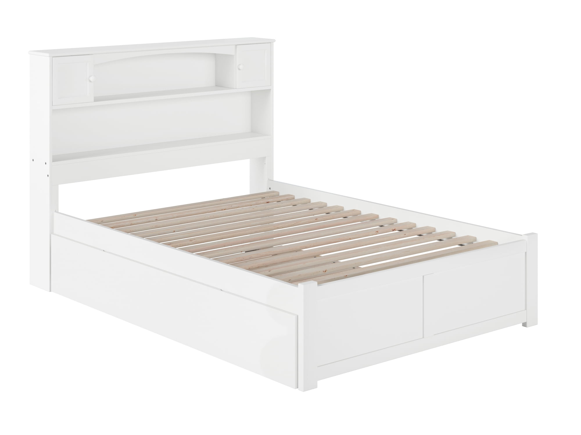 AFI Newport Full Solid Wood Platform Bed with Footboard & Full Trundle, White