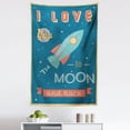 thumbnail image 1 of I Love You Tapestry, Spaceship Galaxy Stars Cosmos Love Theme Retro Inspirational Letters, Fabric Wall Hanging Decor for Bedroom Living Room Dorm, 5 Sizes, Dark Blue and Coral, by Ambesonne, 1 of 1