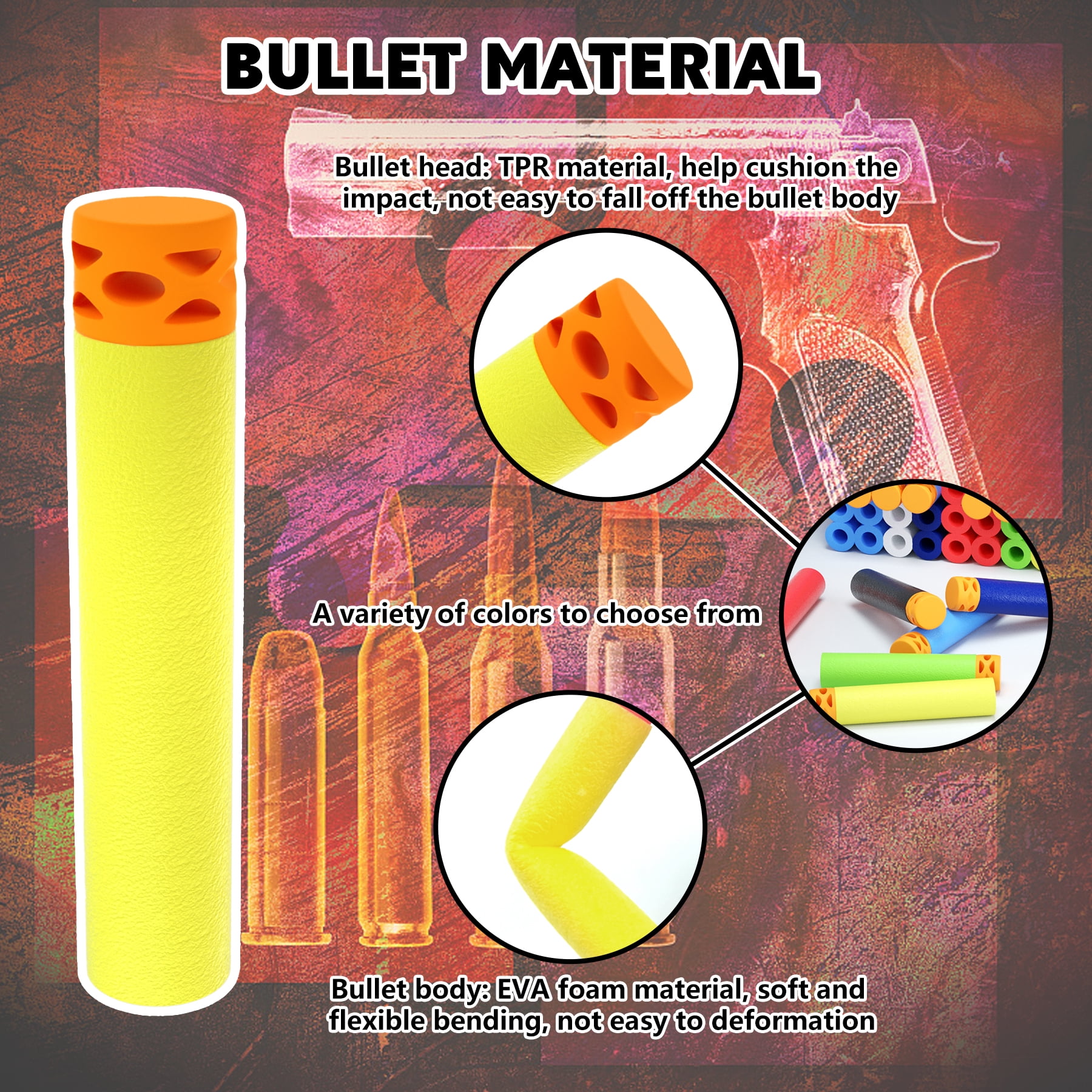 BOROLA 100Pcs Hollow Out Soft Foam Refill Waffle Darts Compatible for Nerf Elite Series Blasters(Yellow)