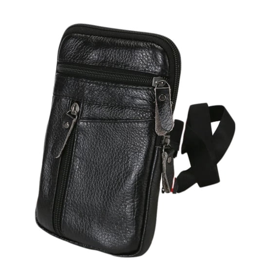 PU Leather Crossbody Phone Pouch for Men with Adjustable Strap & Belt Clip, 3 Zippered Pockets for Keys, Cards, Fits Smartphones Below 6.9 Inches