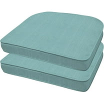 PetFurnish Outdoor Set of 2 Seat Pads, 21 x 18.5, Textured Solid Coastal Blue Rounded Chair Cushions for Patio Furniture