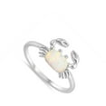 thumbnail image 4 of CHOOSE YOUR COLOR White Simulated Opal Oval Animal Crab Claw Ring .925 Sterling Silver Band CZ Female Size 10, 4 of 4