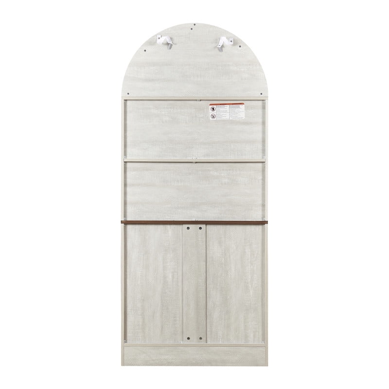 Arched Bar Wine Storage Liquor Cabinet with Removable Wine Grid, Freestanding Bookcase with Adjustable Shelves