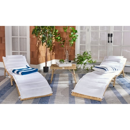 SAFAVIEH Outdoor Collection Carew 3-Piece Sun Lounger Set Natural