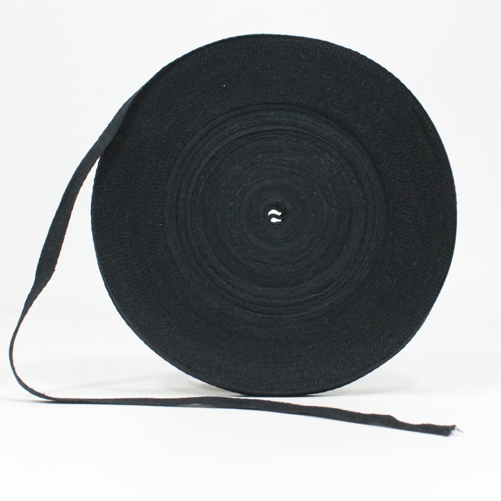Woven Ribbon Twill Tape Cotton Trim 10mm 50 Meter Roll (Black