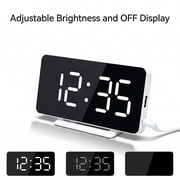 VOLIVO Digital Alarm Clock, USB Charging, Dual Alarms, Dimmable Backlight, Mirror Function, Snooze, Date and Temp Display for Bedroom