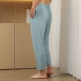 thumbnail image 3 of Defitshape Men's Cotton Pajamas Pant Summer Pjs Soft Comfy Breathable Spring Thin Fall Casual Sleeping Lounge Sleeping Pants Elastic Waist Sleepwear Bottoms Light Blue X-Large, 3 of 4