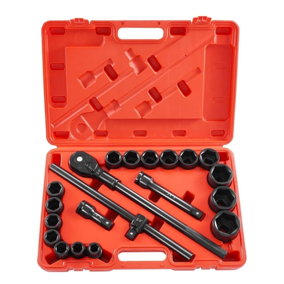 3/4 Inch Impact Socket Set 21 Piece - SAE, 6-Point Deep Socket Wrench Set, 3/4 Drive Impact Sockets for Trucks, RVs, Automotive Repair