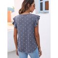 thumbnail image 2 of CALIPESSA Womens Summer Polka Dot Short Sleeve Tunic Tops Loose Fit Casual Round Neck T-Shirt, 2 of 5