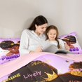 thumbnail image 4 of Castle Fairy Cartoon Black Kawaii Princess Queen Bedding 7pcs,Stars Print Design Bedding Comforter Set Queen,Purple Gold,Pink Reversible, 4 of 7